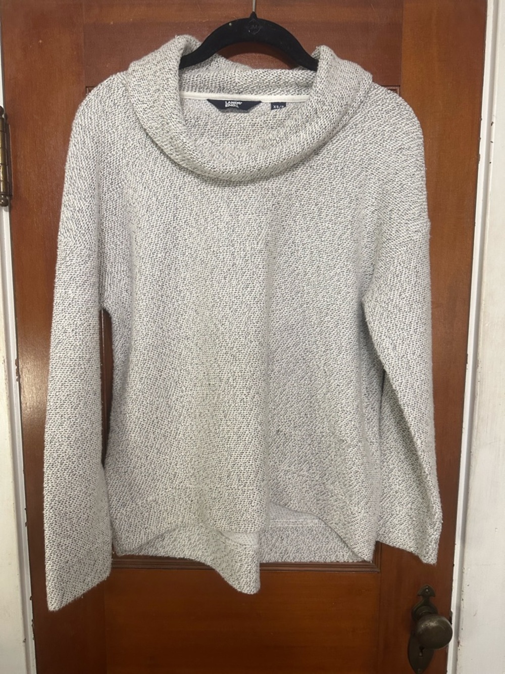 Lands' End Cream Marled Cowl Neck Sweater